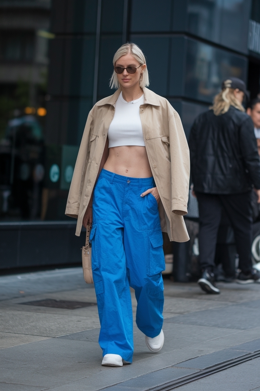 Blue Cargo Pants Outfit Woman: Styling Tips and Ideas outfit idea