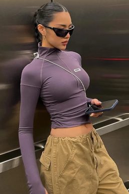 Bodycon Half Zip-Up Top