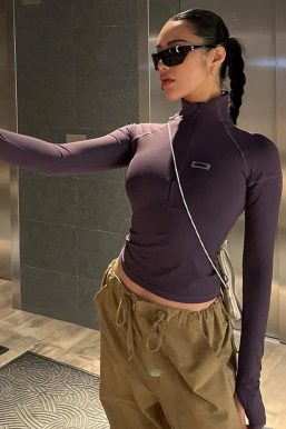 Bodycon Half Zip-Up Top