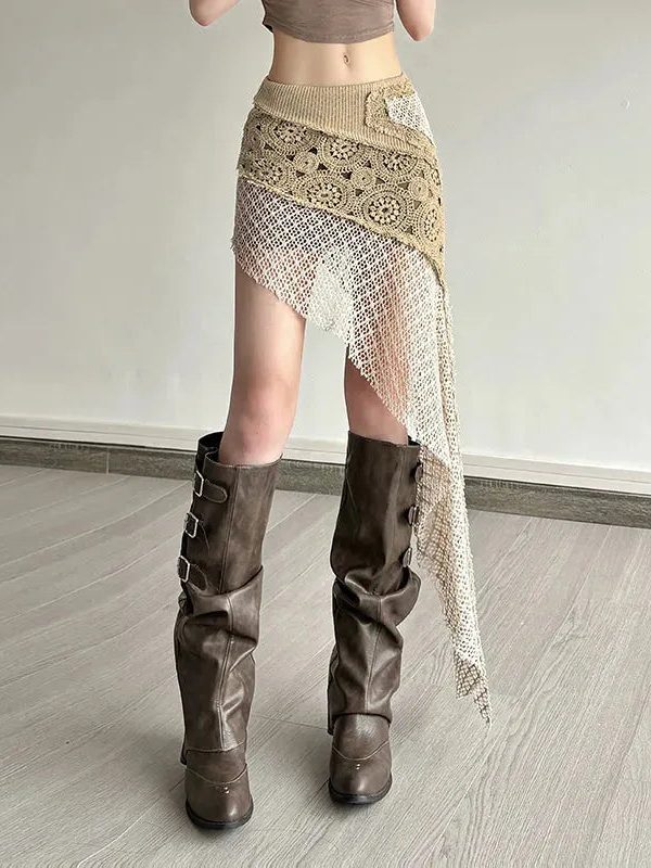 Boho Patchwork Mini Skirt