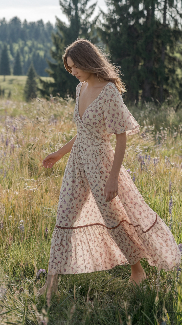 Boho Floral Maxi Dress: Embrace the Free-Spirit Vibe outfit idea