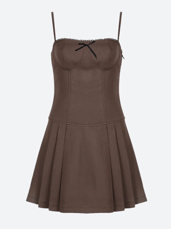 Bow Pleated Mini Dress