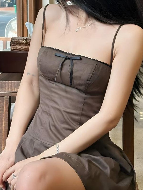 Bow Pleated Mini Dress