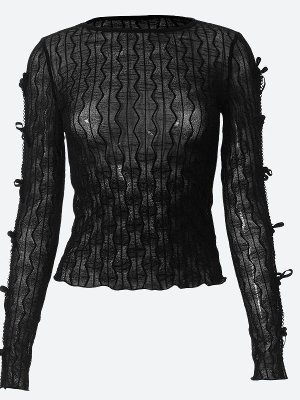 Bow Sleeve Sheer Top