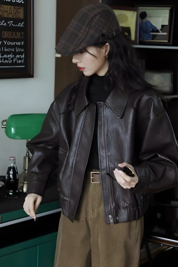 Brown Faux Leather Jacket