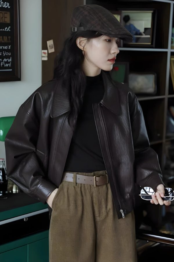 Brown Faux Leather Jacket