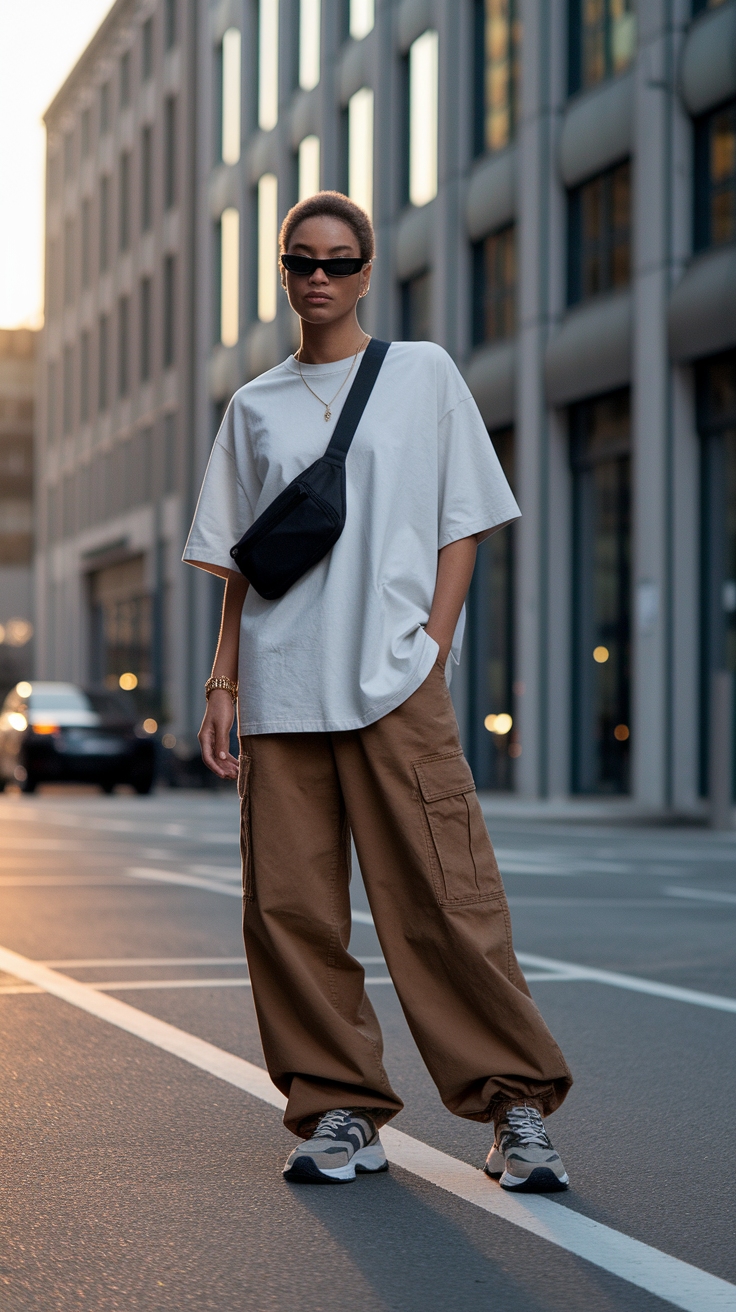 Brown Baggy Cargo Pants Outfit: Chill and Chic Style outfit idea