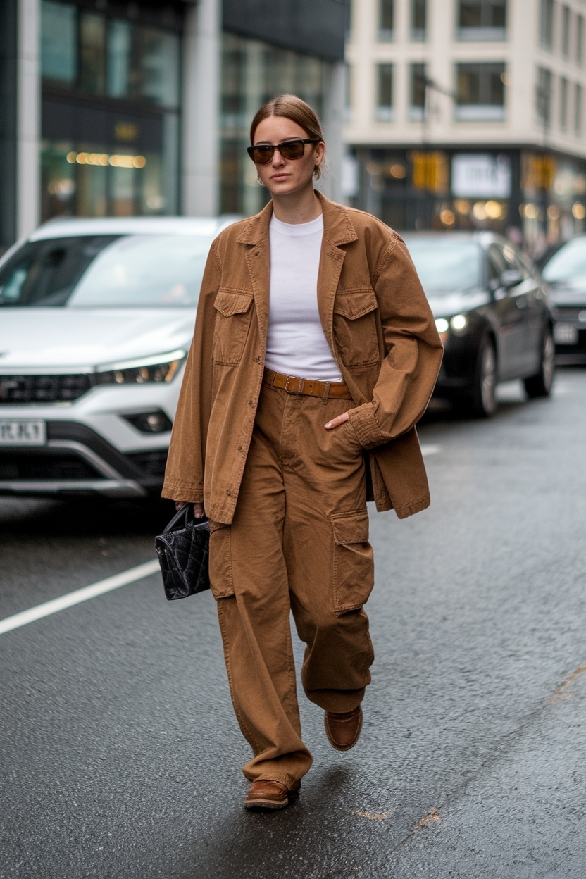 Brown cargo pants outfit street style for urban chic outfit idea