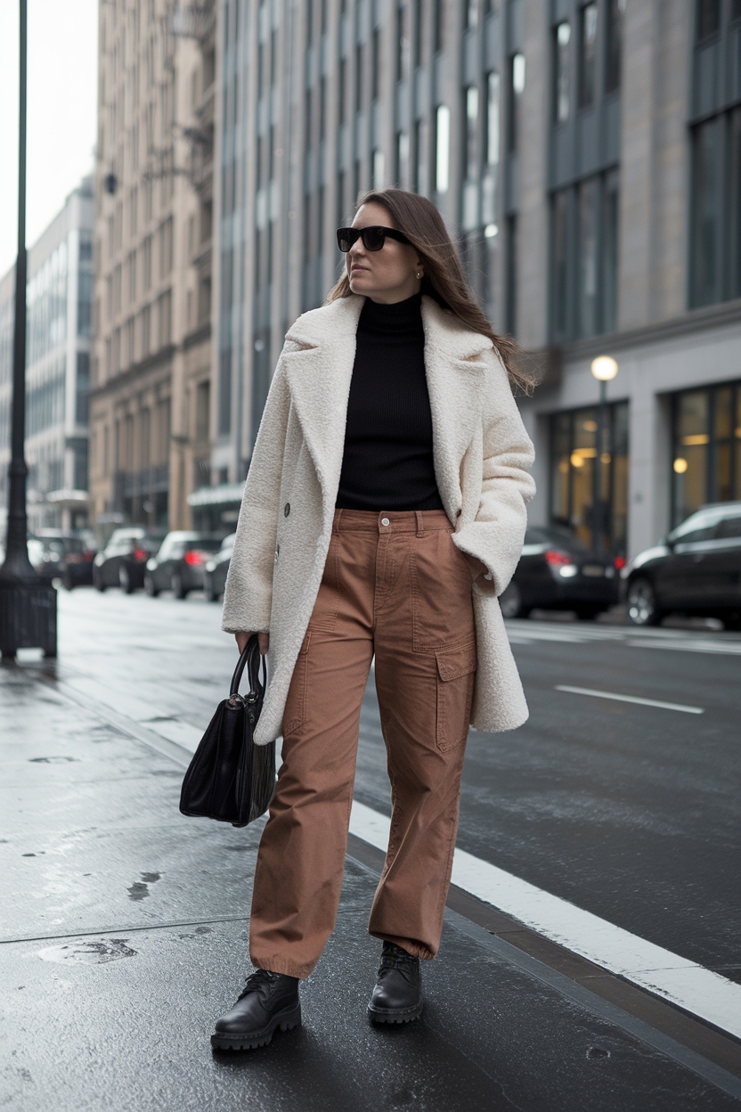 Brown Cargo Pants Outfit Winter: Chic Combinations to Try outfit idea