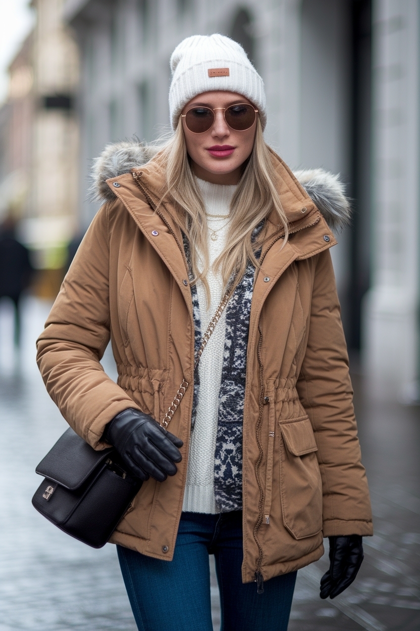 Brown Jacket Outfit Woman Winter: Layering Tips outfit idea