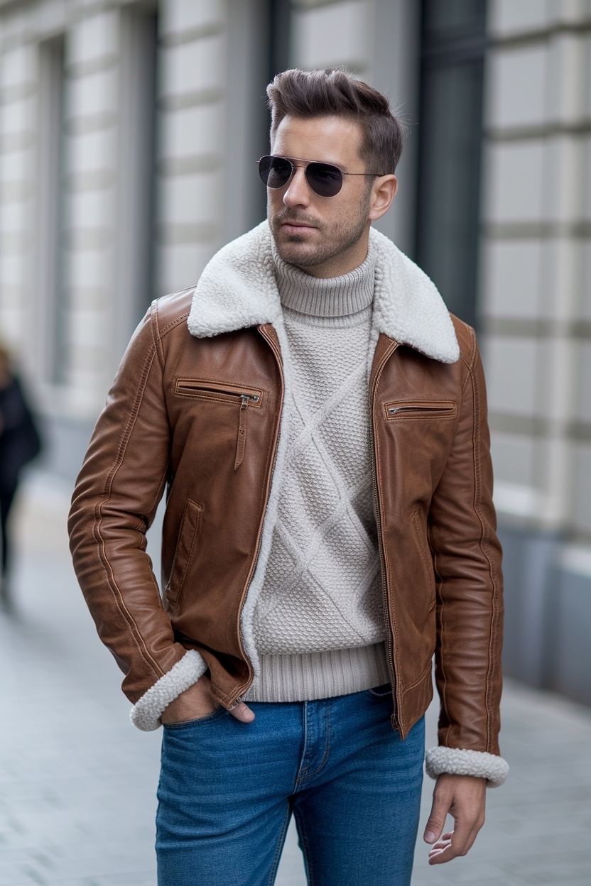 Brown Leather Jacket Outfit Men: A Timeless Choice outfit idea