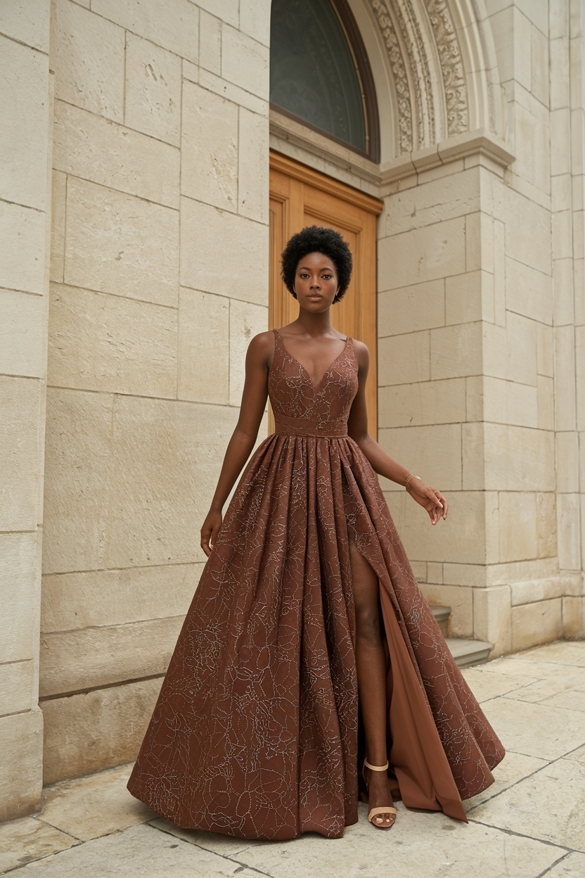 Chic Brown Prom Dresses for Black Women outfit idea