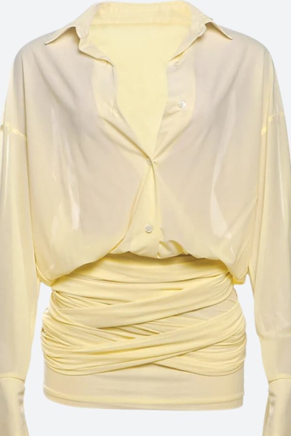 Butter Yellow Shirt & Mini Skirt Two Piece Set