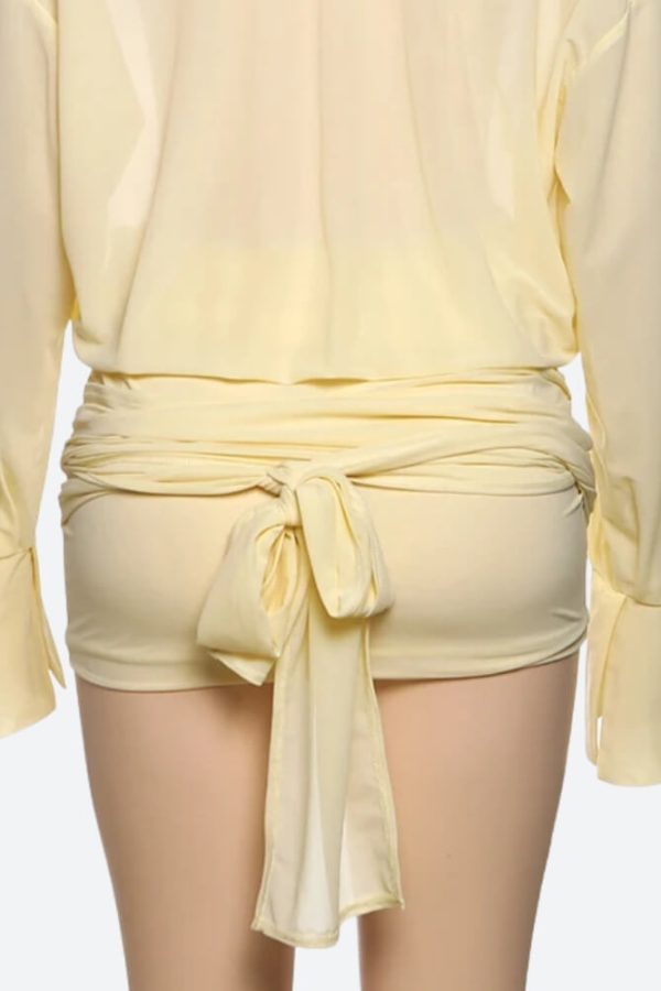 Butter Yellow Shirt & Mini Skirt Two Piece Set