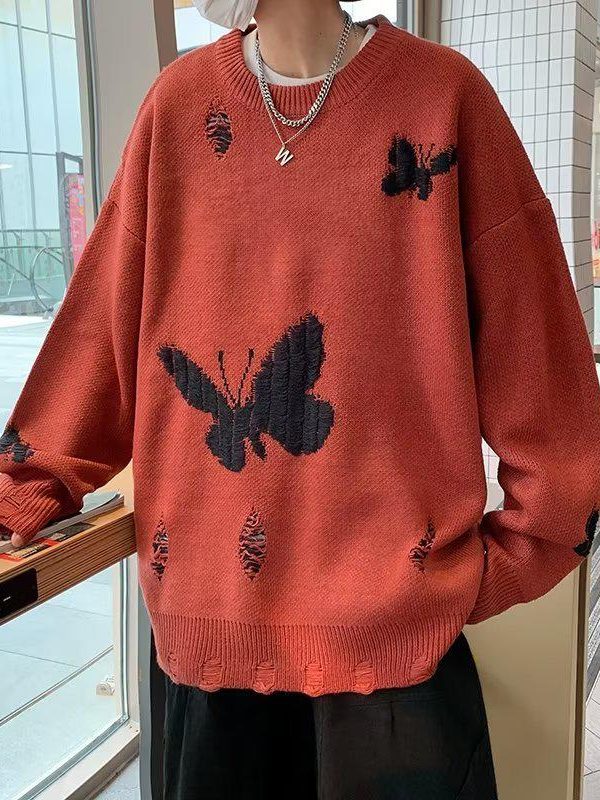 Butterfly Distressed Knitted Sweater