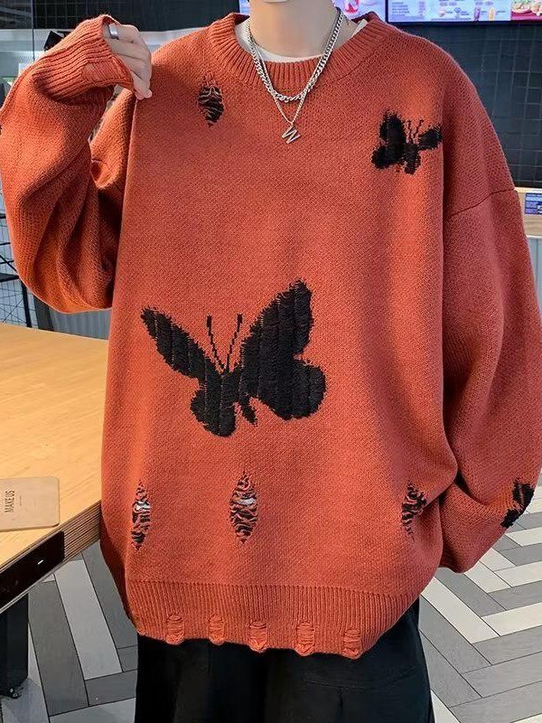 Butterfly Distressed Knitted Sweater