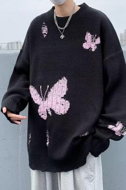 Butterfly Distressed Knitted Sweater