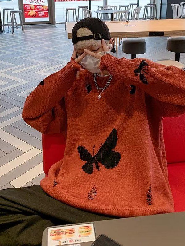 Butterfly Distressed Knitted Sweater