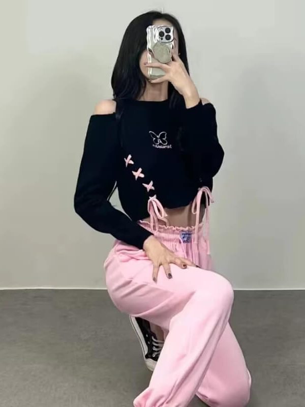 Butterfly Lace-Up Crop Top