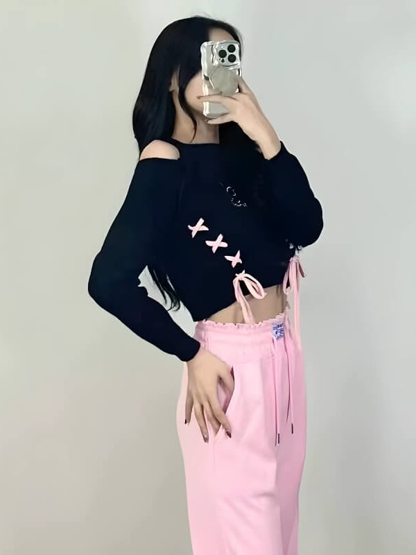 Butterfly Lace-Up Crop Top