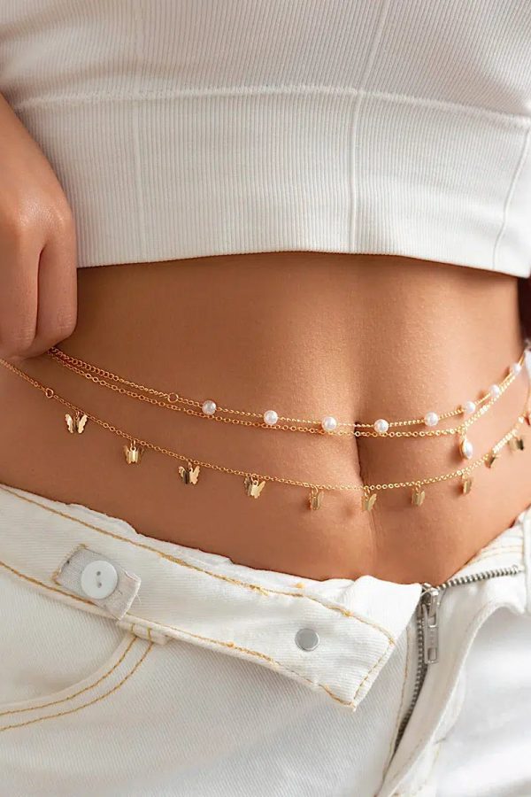 Butterfly Layered Beaded Belly Chain