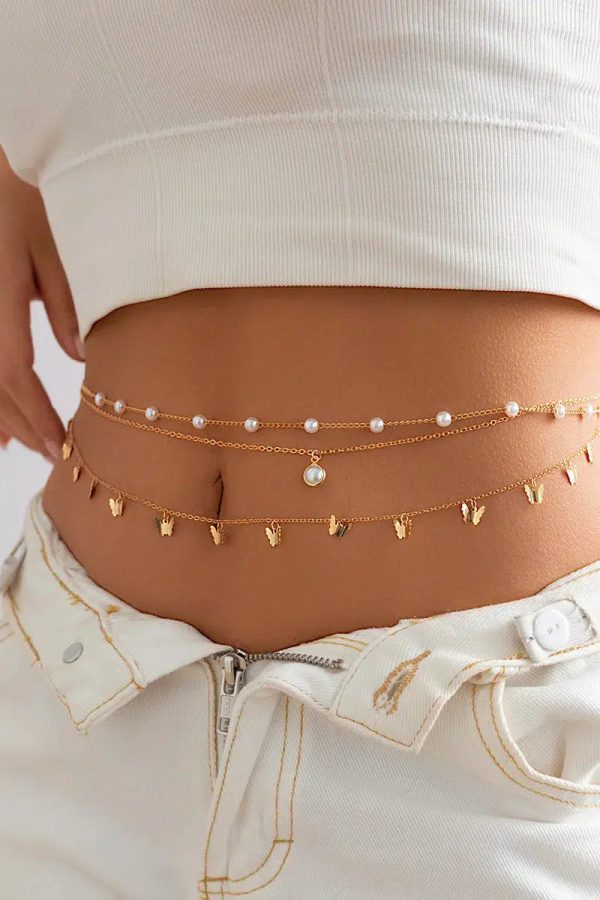 Butterfly Layered Beaded Belly Chain