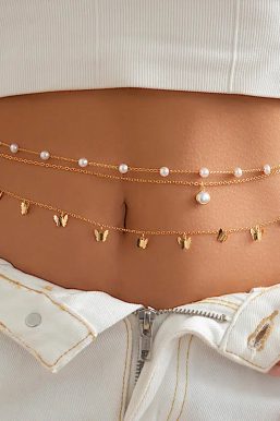 Butterfly Layered Beaded Belly Chain