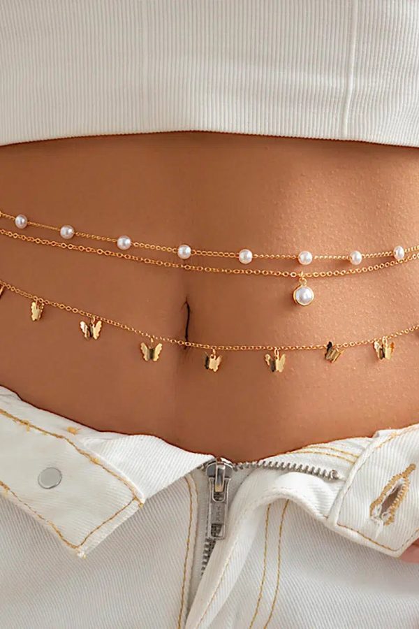 Butterfly Layered Beaded Belly Chain