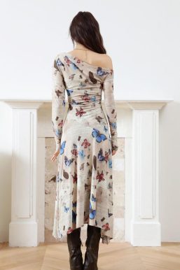Butterfly One Shoulder Midi Dress