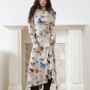 Butterfly One Shoulder Midi Dress