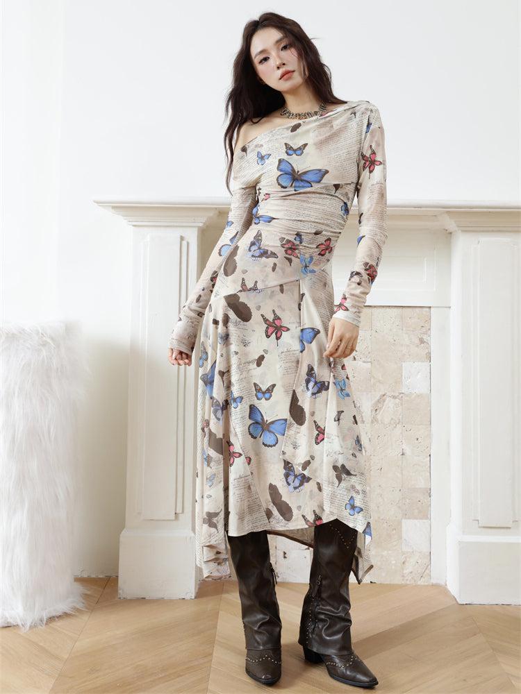 Butterfly One Shoulder Midi Dress Butterfly One Shoulder Midi Dress