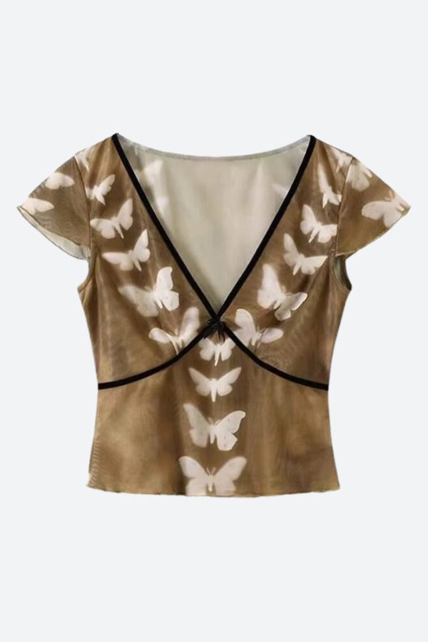 Butterfly V Neck Top