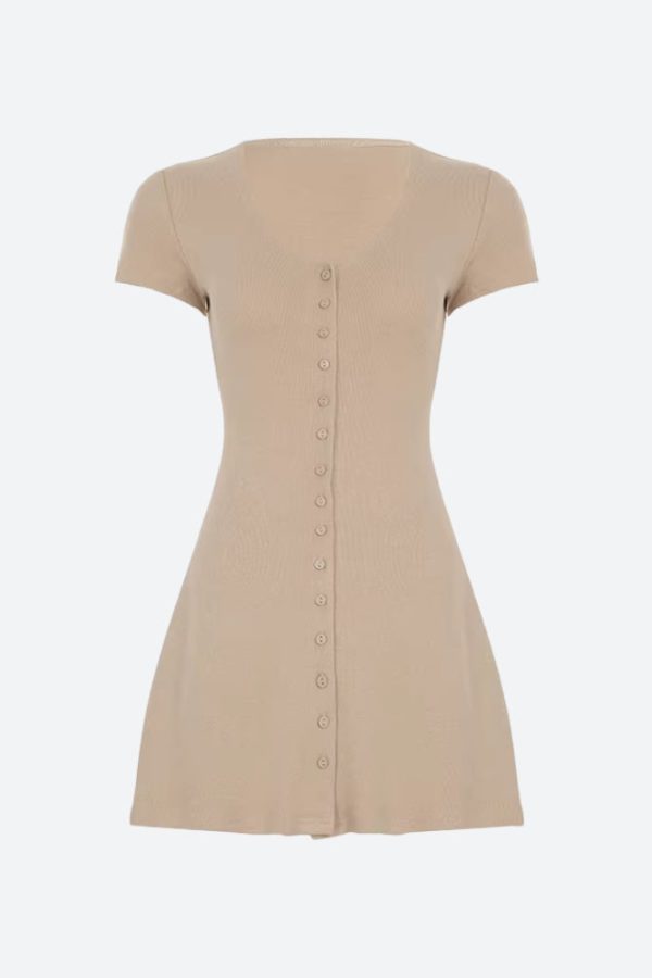 Button Up Knitted Mini Dress