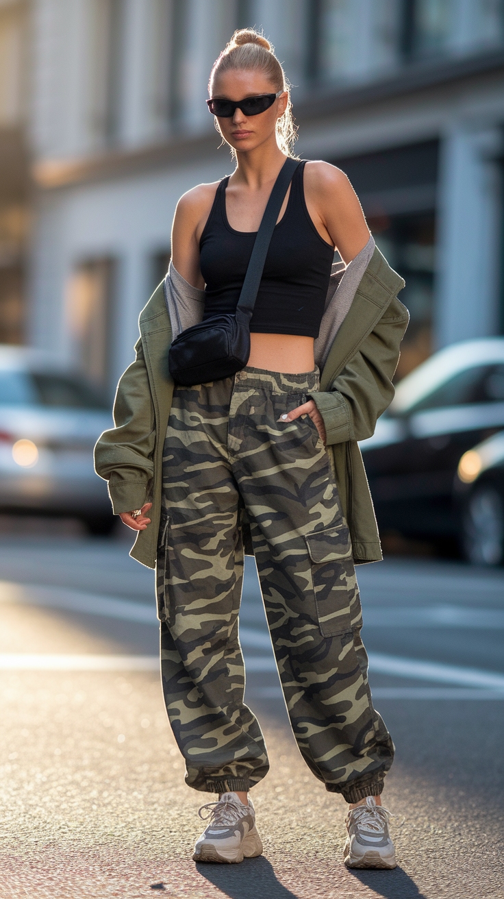 Creating a Chic Camo Cargo Pants Outfit outfit idea