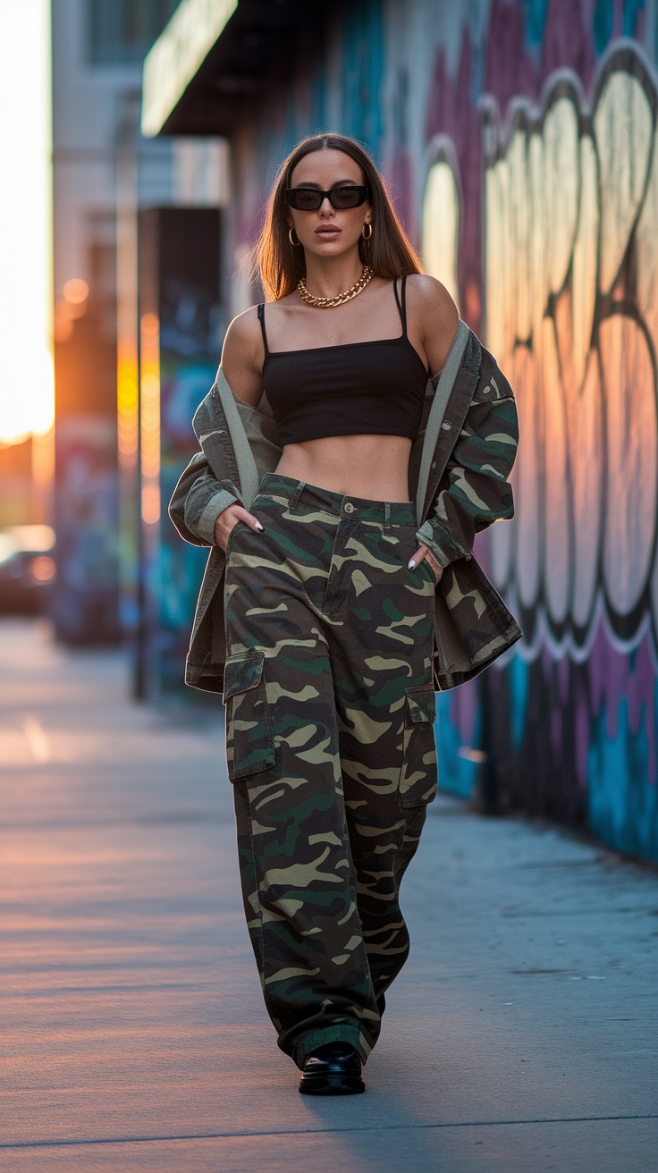 Camo Cargo Pants Outfit Baddie: Street Style Essentials outfit idea