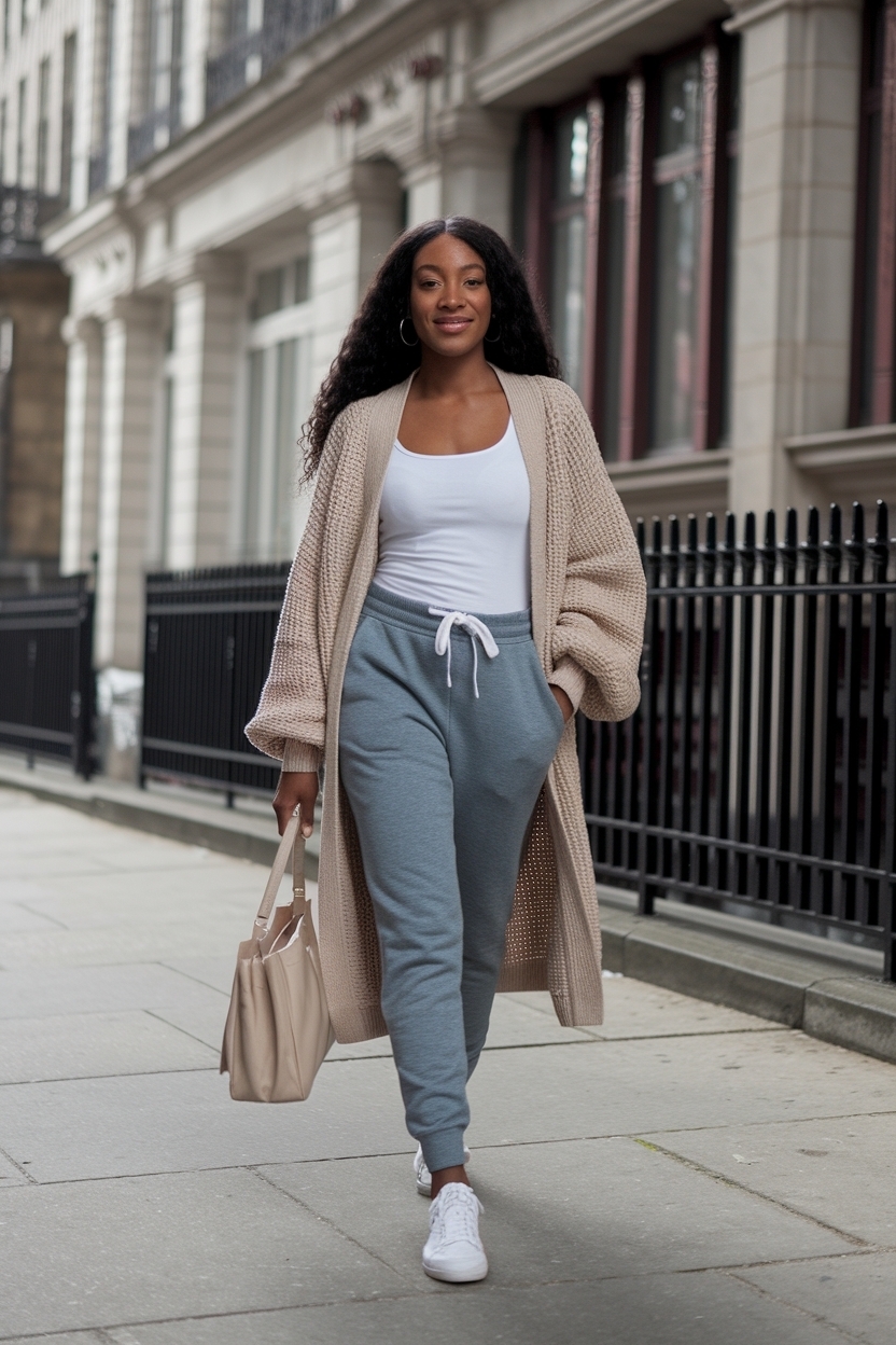 Cardigan and Joggers Outfit Black Women: Comfort Meets Chic outfit idea