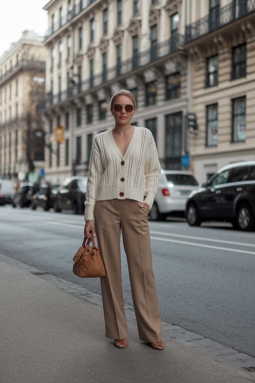 Cardigan and Slacks Outfit Women for Chic Comfort outfit idea