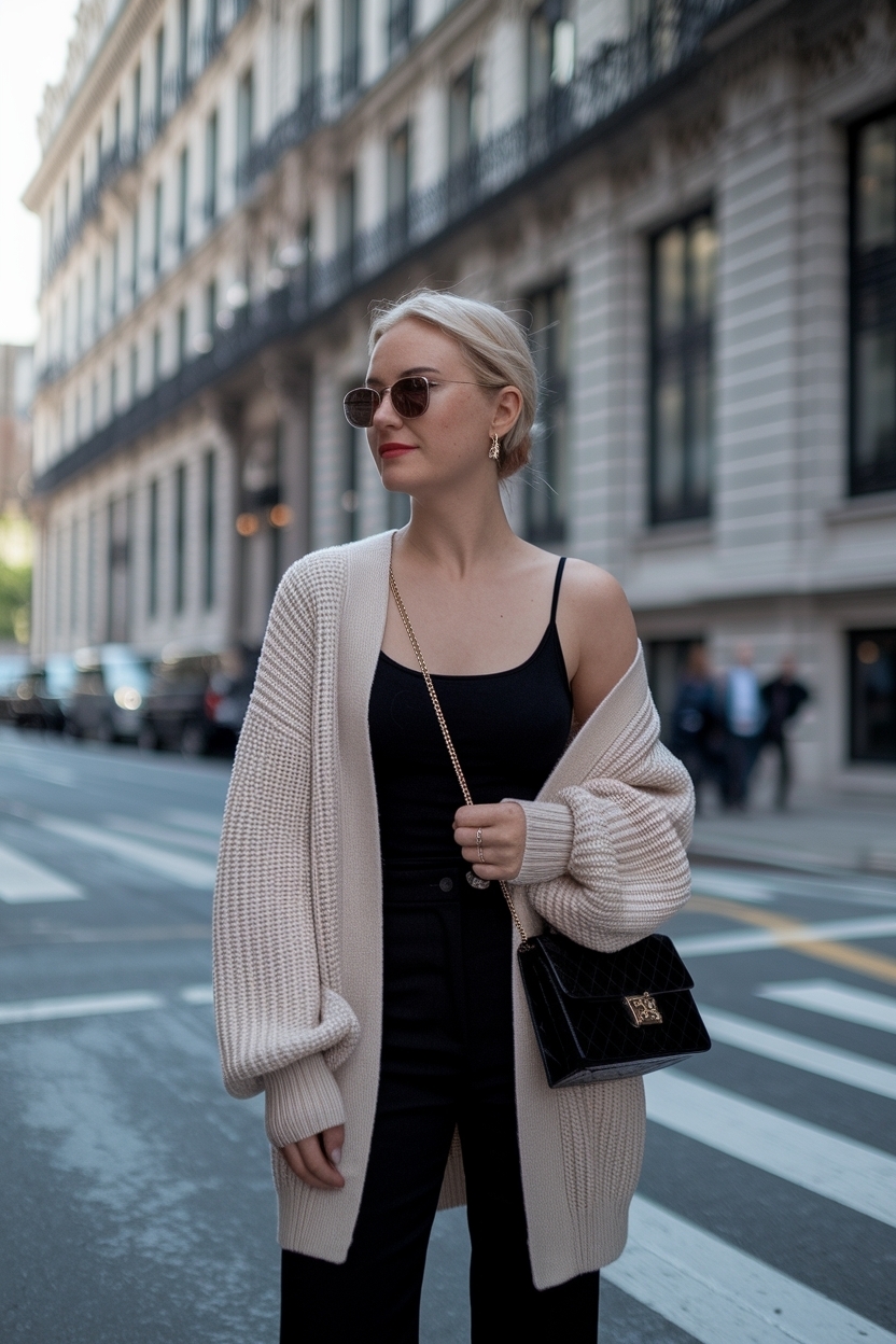 Cardigan on Shoulder Outfit Women for Trendy Layers outfit idea