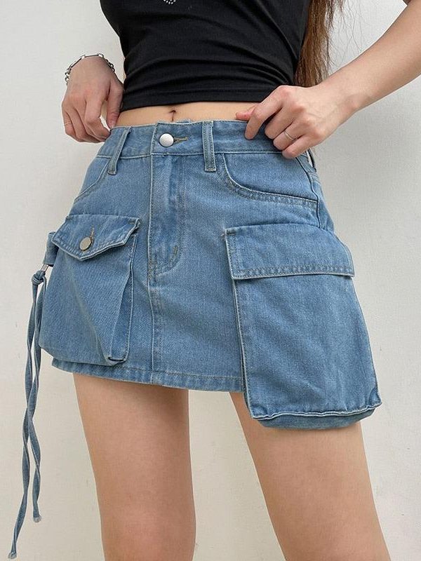 Cargo Denim Mini Skirt
