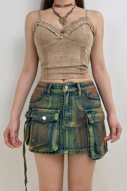 Cargo Denim Mini Skirt