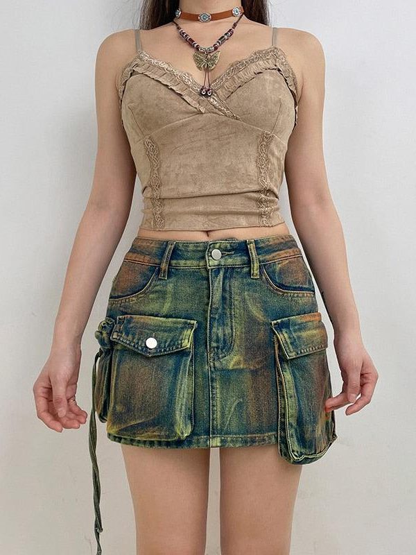 Cargo Denim Mini Skirt