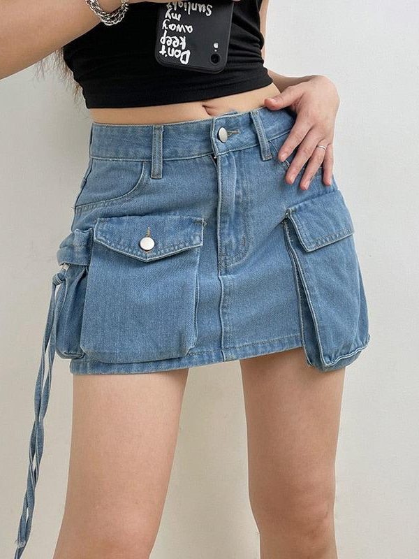 Cargo Denim Mini Skirt