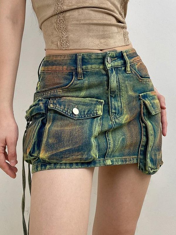 Cargo Denim Mini Skirt