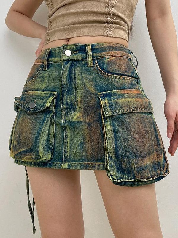 Cargo Denim Mini Skirt