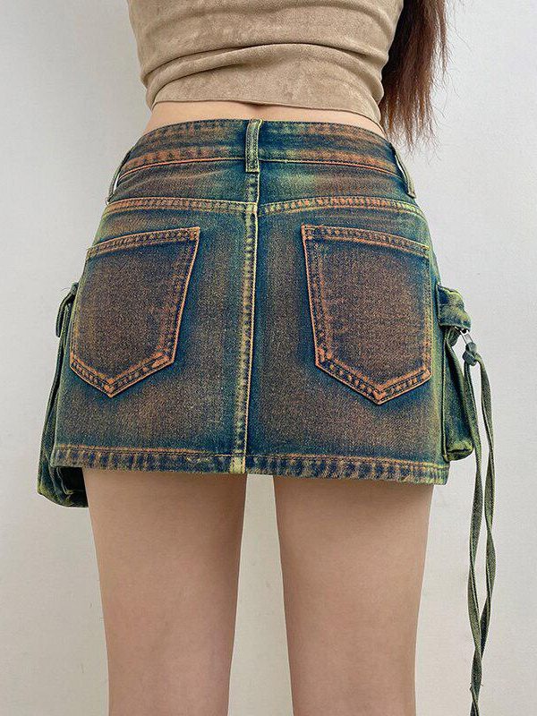 Cargo Denim Mini Skirt