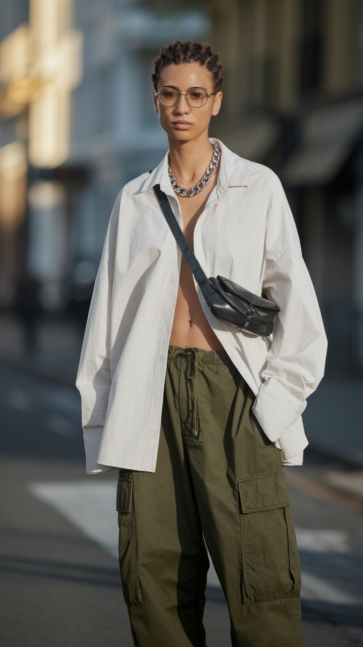 Pairing Cargo Pants and Baggy Shirt for Chic Looks outfit idea