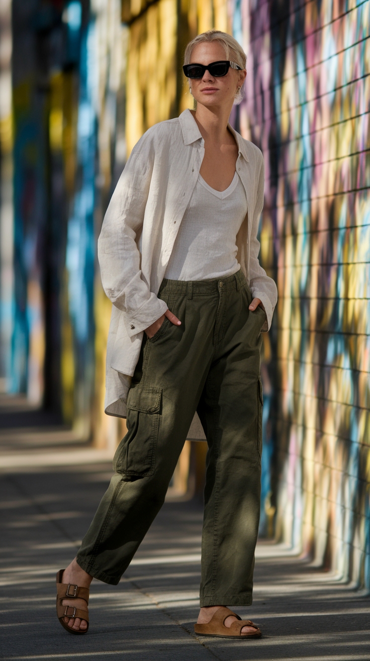 Stylish Cargo Pants and Sandals Outfit Ideas outfit idea