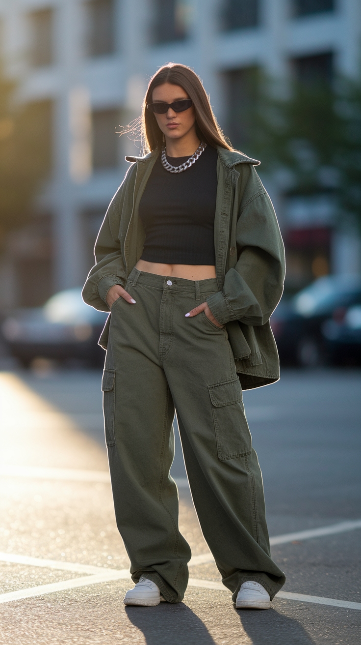 Dressing Up with Cargo Pants Baggy Styles outfit idea