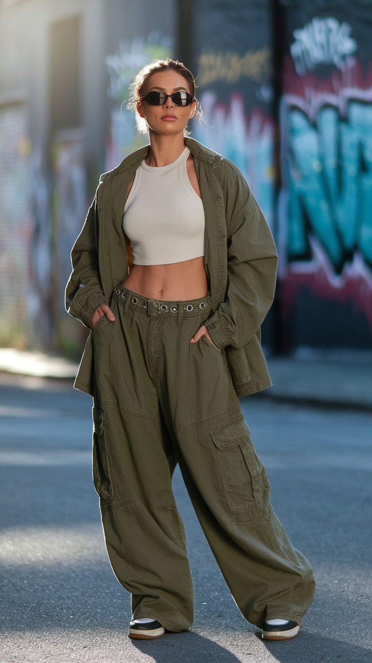 Stylish Cargo Pants Women Baggy for Comfort and Trend outfit idea