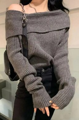Casual Off Shoulder Knitted Sweater